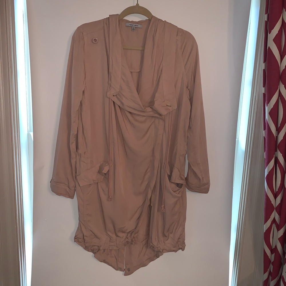 Pale pink cardigan jacket with hood